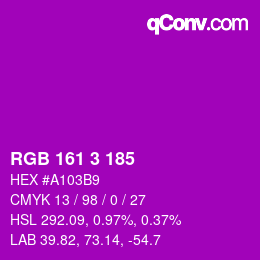 颜色代码: RGB 161 3 185 | qconv.com