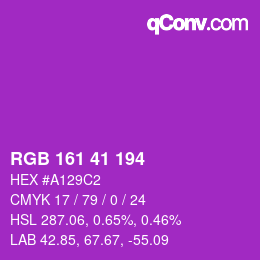 Color code: RGB 161 41 194 | qconv.com
