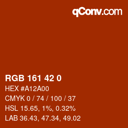 Color code: RGB 161 42 0 | qconv.com