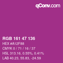 颜色代码: RGB 161 47 136 | qconv.com