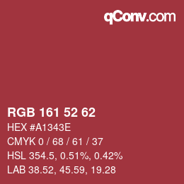 Color code: RGB 161 52 62 | qconv.com