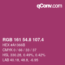 カラーコード: RGB 161 54.8 107.4 | qconv.com