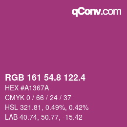 カラーコード: RGB 161 54.8 122.4 | qconv.com