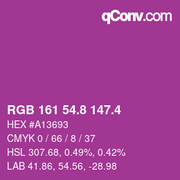 カラーコード: RGB 161 54.8 147.4 | qconv.com