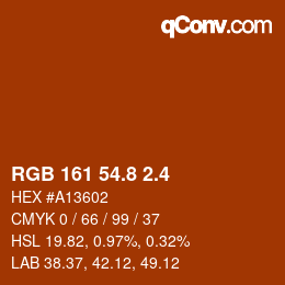カラーコード: RGB 161 54.8 2.4 | qconv.com