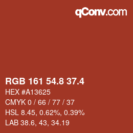 カラーコード: RGB 161 54.8 37.4 | qconv.com