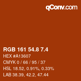 カラーコード: RGB 161 54.8 7.4 | qconv.com