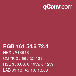 カラーコード: RGB 161 54.8 72.4 | qconv.com
