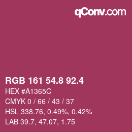 カラーコード: RGB 161 54.8 92.4 | qconv.com