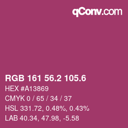 カラーコード: RGB 161 56.2 105.6 | qconv.com