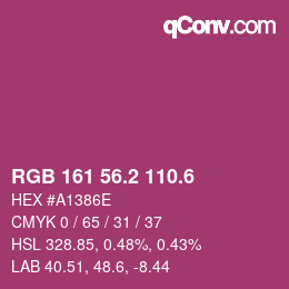 カラーコード: RGB 161 56.2 110.6 | qconv.com