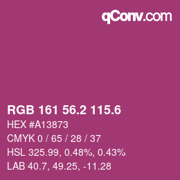 カラーコード: RGB 161 56.2 115.6 | qconv.com