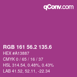 カラーコード: RGB 161 56.2 135.6 | qconv.com