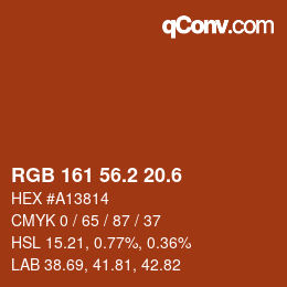 カラーコード: RGB 161 56.2 20.6 | qconv.com