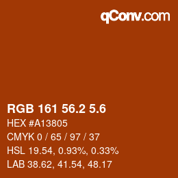 カラーコード: RGB 161 56.2 5.6 | qconv.com