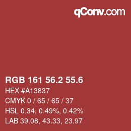 カラーコード: RGB 161 56.2 55.6 | qconv.com