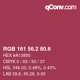 カラーコード: RGB 161 56.2 80.6 | qconv.com