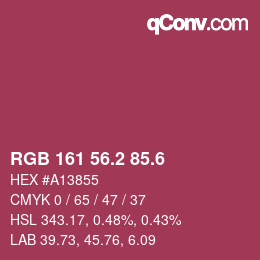 カラーコード: RGB 161 56.2 85.6 | qconv.com