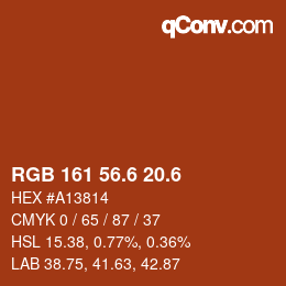カラーコード: RGB 161 56.6 20.6 | qconv.com