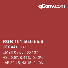 カラーコード: RGB 161 56.6 55.6 | qconv.com