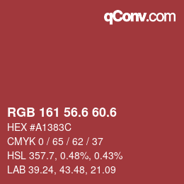 カラーコード: RGB 161 56.6 60.6 | qconv.com