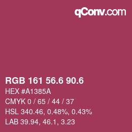 カラーコード: RGB 161 56.6 90.6 | qconv.com