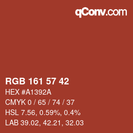 カラーコード: RGB 161 57 42 | qconv.com