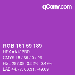Color code: RGB 161 59 189 | qconv.com
