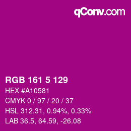 カラーコード: RGB 161 5 129 | qconv.com