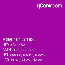 カラーコード: RGB 161 5 162 | qconv.com
