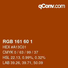 カラーコード: RGB 161 60 1 | qconv.com
