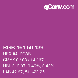 颜色代码: RGB 161 60 139 | qconv.com