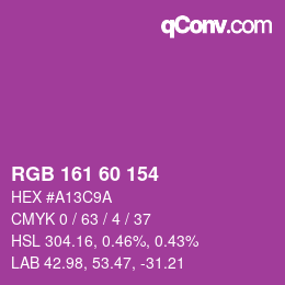 颜色代码: RGB 161 60 154 | qconv.com