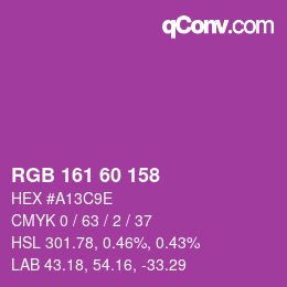 カラーコード: RGB 161 60 158 | qconv.com