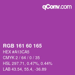 颜色代码: RGB 161 60 165 | qconv.com
