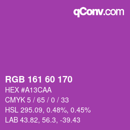 颜色代码: RGB 161 60 170 | qconv.com