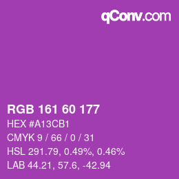 颜色代码: RGB 161 60 177 | qconv.com