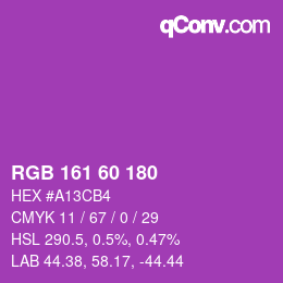 颜色代码: RGB 161 60 180 | qconv.com