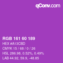 颜色代码: RGB 161 60 189 | qconv.com