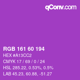 カラーコード: RGB 161 60 194 | qconv.com