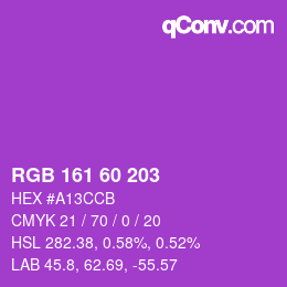 颜色代码: RGB 161 60 203 | qconv.com