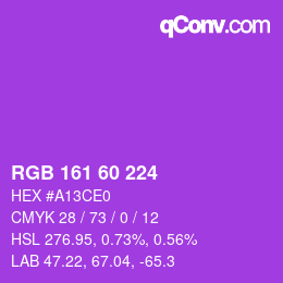 カラーコード: RGB 161 60 224 | qconv.com