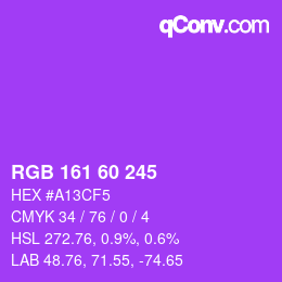 カラーコード: RGB 161 60 245 | qconv.com