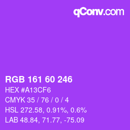 颜色代码: RGB 161 60 246 | qconv.com
