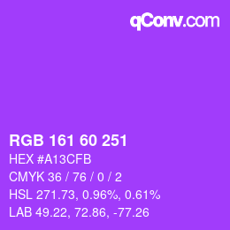 カラーコード: RGB 161 60 251 | qconv.com