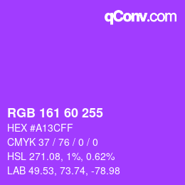 颜色代码: RGB 161 60 255 | qconv.com