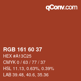 カラーコード: RGB 161 60 37 | qconv.com