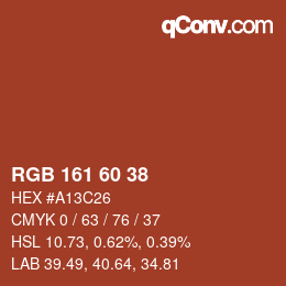 カラーコード: RGB 161 60 38 | qconv.com
