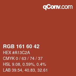 カラーコード: RGB 161 60 42 | qconv.com