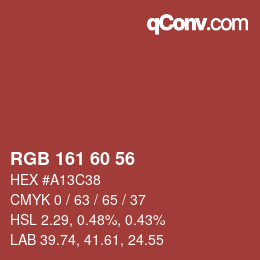 カラーコード: RGB 161 60 56 | qconv.com